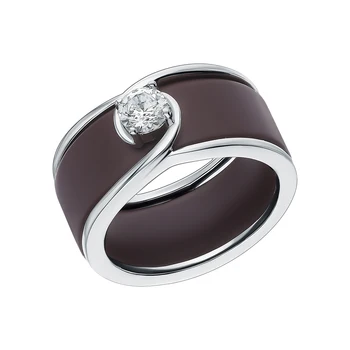 

Silver ring with ceramics and cubic zirconia sunlight sample 925