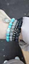 Pulsera de Metal elástica para hombre y mujer, brazalete redondo de piedra natural negra para la pérdida de peso, terapia magnética, hematita, moda