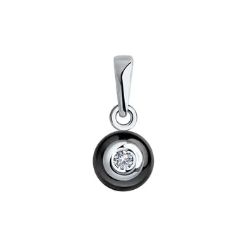 

Sokolov pendant in white gold with diamond and black ceramic insert, fashion jewelry, 585, women's male, pendants for neck women