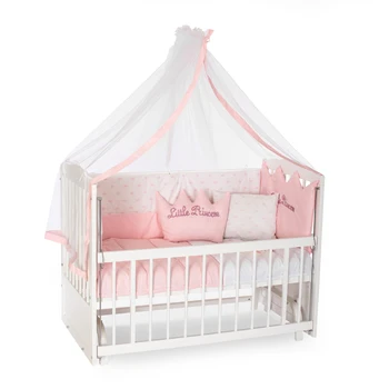 

Bamgidoo baby cradle wooden cradle white color 60x120 with cradle bed and pink princess sleeping set made in turkey