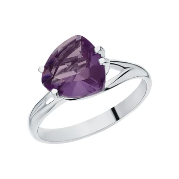 

Silver ring with amethyst synthetic sunlight sample 925