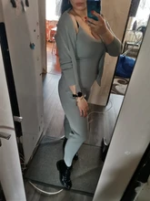 Chaleco Sexy liso de punto para mujer, cárdigans de manga larga con cremallera, pantalones de cintura elástica, conjuntos de 3 uds. De chándales, ropa de otoño 2020