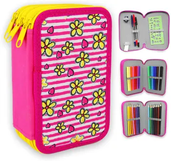 

Starplast, Case Plumier School, 3 compartments, 16 Pencils de Colores, 16 Highlighters de Colores, rule, pencil sharpening, rubber gum