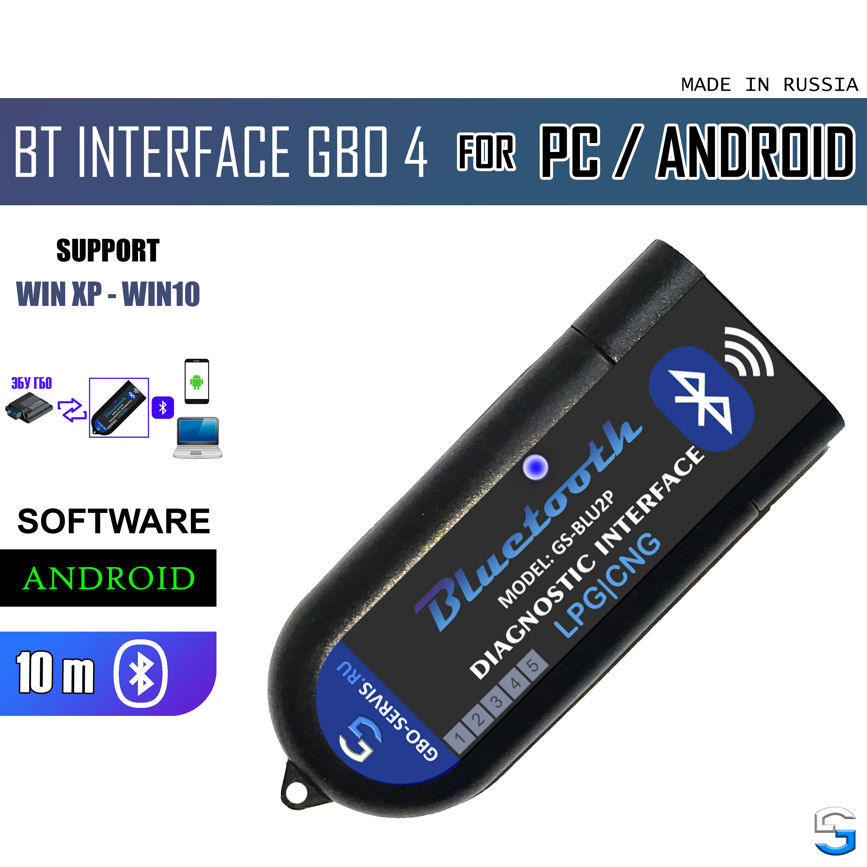 Bluetooth интерфейс GS BLU2P5 STAG 4 QBOX NEXT 300 QMAX 400 DPI LPG / CNG ANDROID PC| |