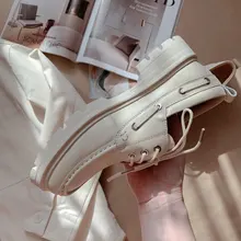 Flats Platform-Shoes Chunky Handmade Beautoday Genuine-Cow-Leather Women Ladies Sewing