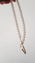 Pearl Necklace Jewelry Pendants Simulated Alphabet Letter Name-Gold Statement Bamboo