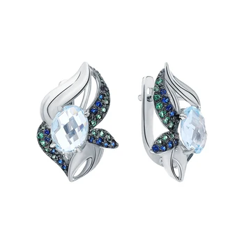 

Silver earrings with Topaz and cubic zirconia sunlight sample 925