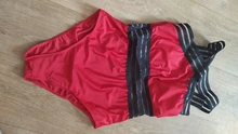 Bikini de una pieza con rayas negras para mujer, bañador Sexy, Monokini de realce, triangular, para playa