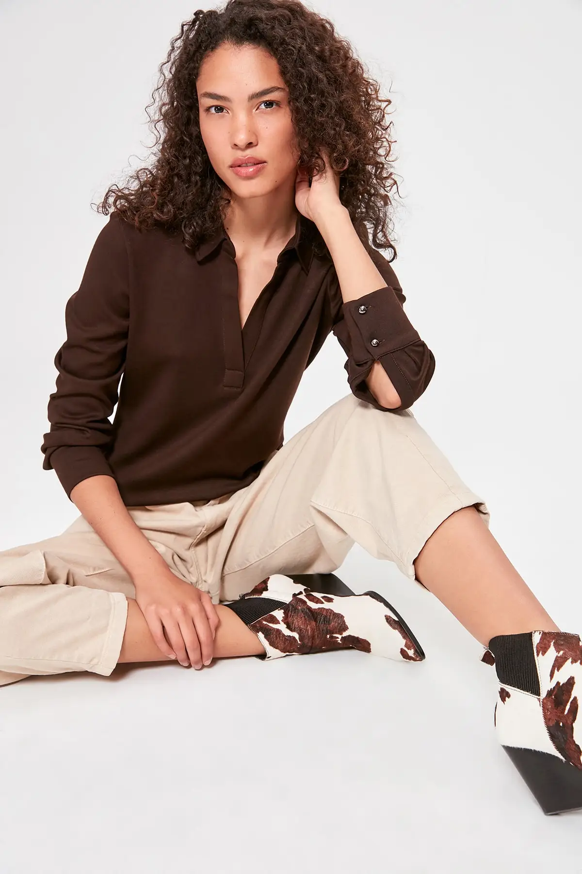 

Trendyol Shirt Collar Knitted Blouse TWOAW20BZ0525