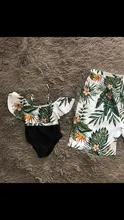 Bañadores a juego de hojas para madre e hija, traje de baño con volantes, vestidos de Bikini para mamá y yo, ropa para padre e hijo, pantalones cortos de natación