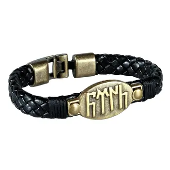

Angemiel Men Leather Göktürkçe Turkish Written Male Bracelet 0115