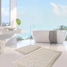 Коврики для ванной нескользящие Противоскользящие коврики противоскользящие каменные хлопковые экрю 2'Li набор 60X100 см-50X60 см