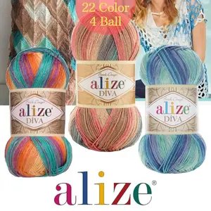 Alize Diva Batik Yarn, 100% Acrylic, 100 Grams, 350 Meters, Yarn Beach Bag,  Yarn Beach, Yarn Beginner, Yarn Beret, Yarn Bikini, Summer Yarn 