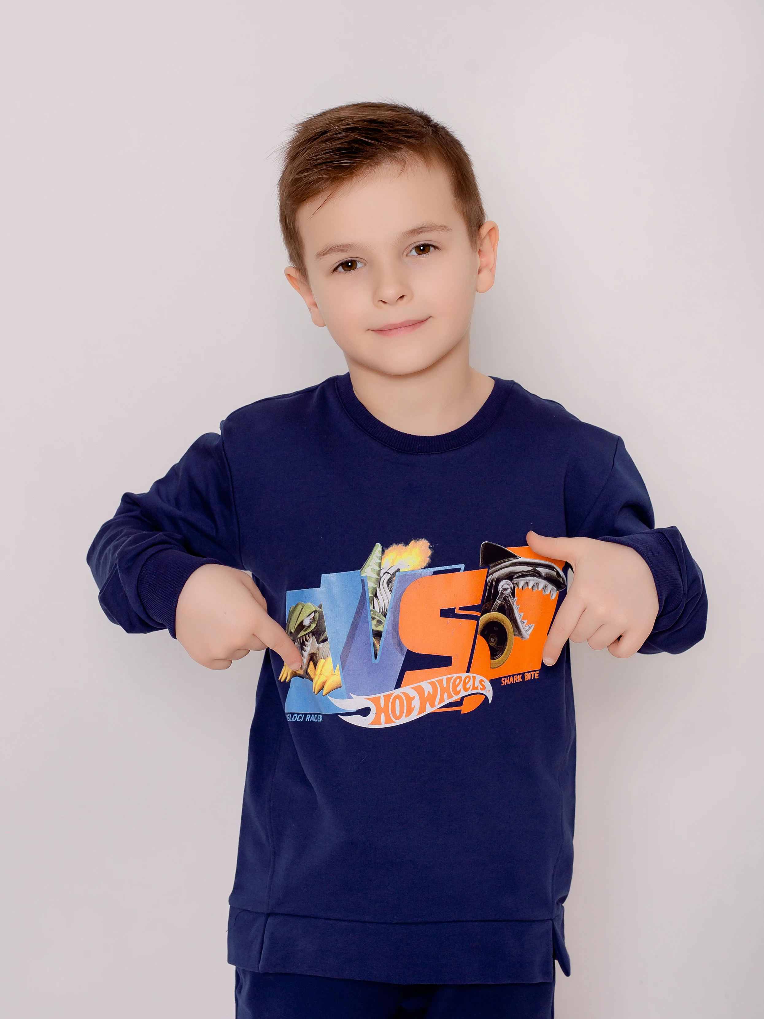 Свитшот для мальчика Hot Wheels/Хот Вилс синий 110 | 116 122 128 134 140