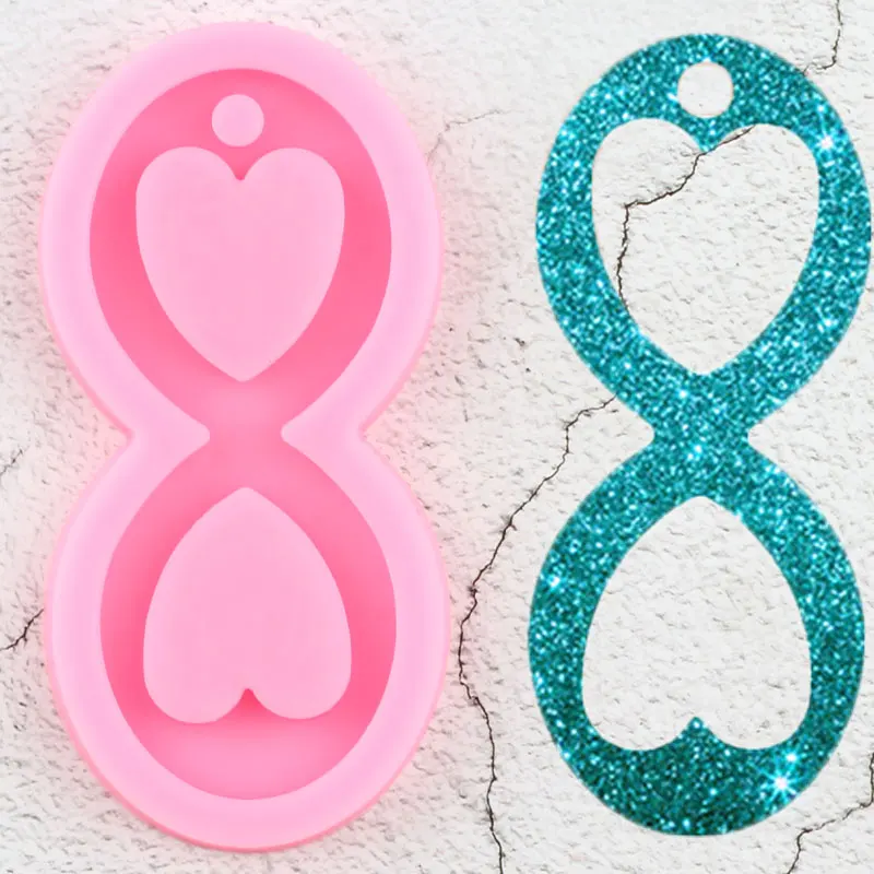 Блестящее сердце символ бесконечности силиконовая форма эпоксидная смола