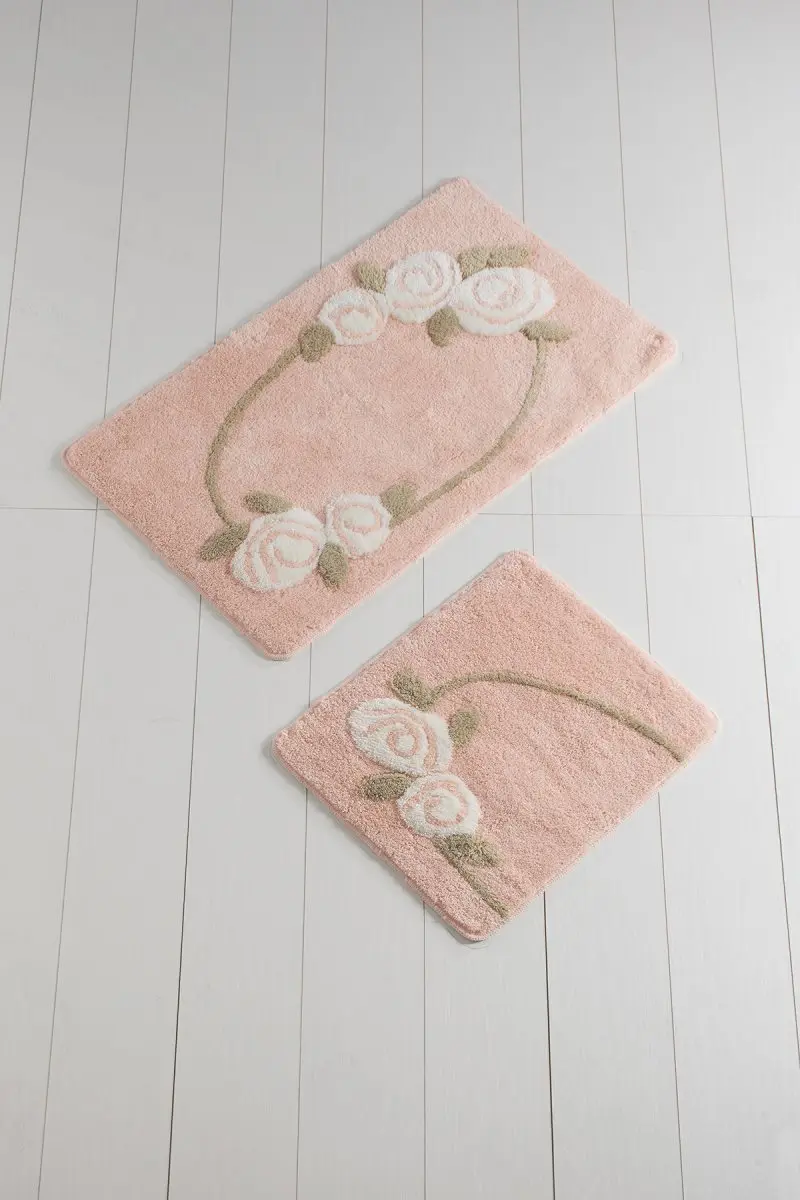 

Bath Mats Non Slip Anti Mould Mats Non Slip Anti Mould Rosalind Salmon 2'Li Set 60X100 Cm- 50X60 Cm