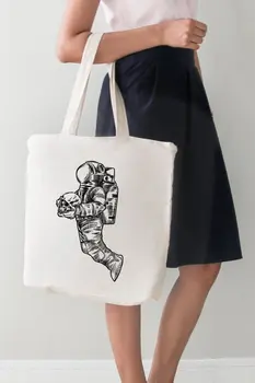 

Angemiel Bag Big Skull And Crossbones Bearing Astronot Tote Shopping Beach Bag