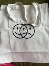 Bolso de tela de algodón con estampado de letras para mujer, bolsa de hombro reutilizable con dibujo Kawaii Harajuku, bolso de lona Kpop para mujer