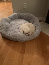 Perrera larga de felpa supersuave para mascotas, saco de dormir redondo, tumbona para casa de gatos, cesta de sofá cálido de invierno para perros pequeños, medianos y grandes