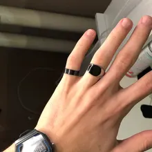 Anillo Vintage para hombre, anillos de esmalte, Punk, clásico, negro, piedras negras de imitación, anillo esmaltado