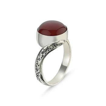 

Silver 925 Sterling Red Agate Hand Handwork Ring