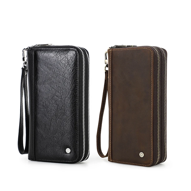 Acheter CONTACTS Portefeuille Pour Hommes Pochette En Cuir Véritable Portefeuille  Homme Casual Long Purse avec Zipper Phone Pocket Grande Capacité  Porte-carte RFID