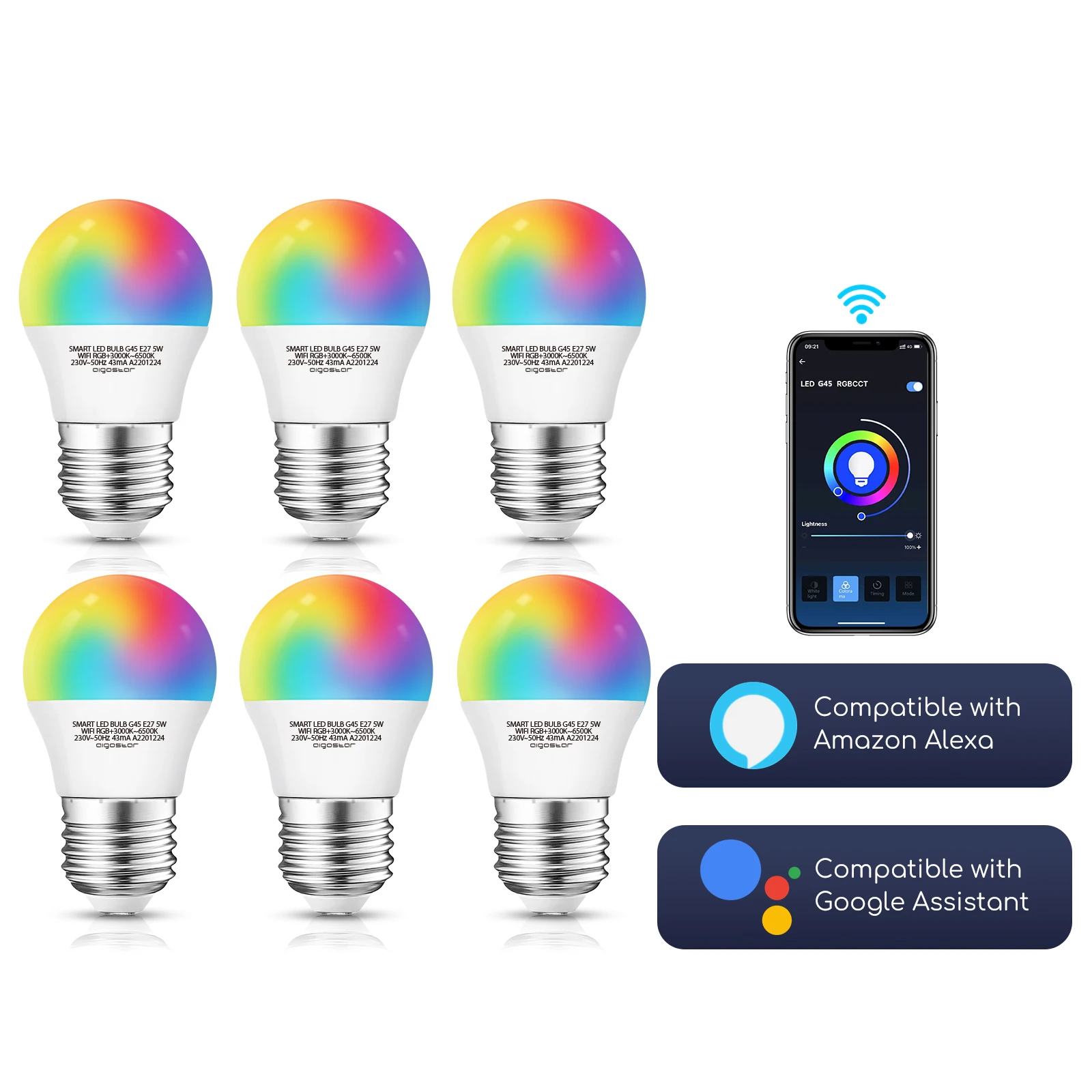 Smart Bulb G45 5w Wifi Rgb+cct(3000k-6500k)/color Box/6pcs - Led Bulbs & Tubes - AliExpress