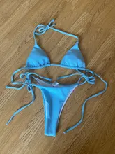 GNIM-Bikini brasileño de dos piezas para mujer, de dos piezas con espalda descubierta traje de baño, estilo triangular, ropa de playa, 2020