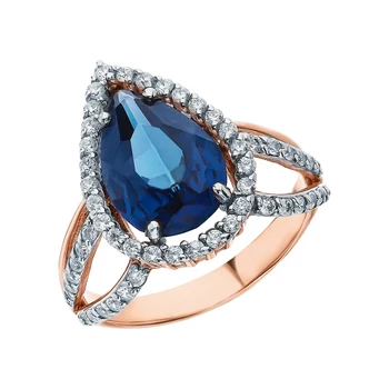 

Gold ring with Topaz and cubic zirconium sunlight sample 585