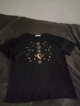 Women's T-Shirts Short-Sleeve Embroidery Black Top White Fashion-Star Korean Casual O-Neck