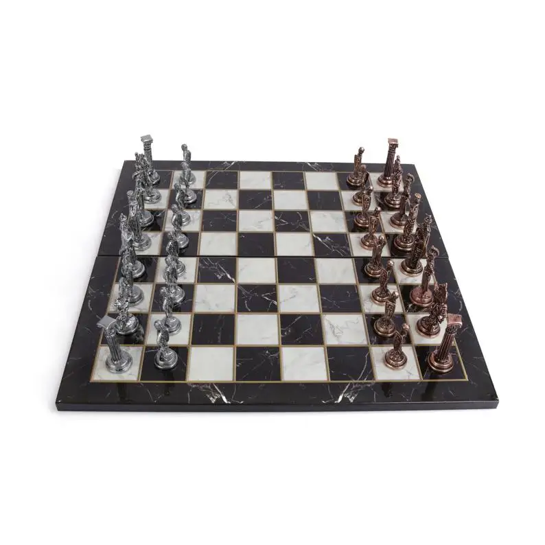 US $139.90 Royal British Army Antique Copper Metal Chess Set for Adults handmade Pieces and Marble Design Wood Chess Board King 8 cm