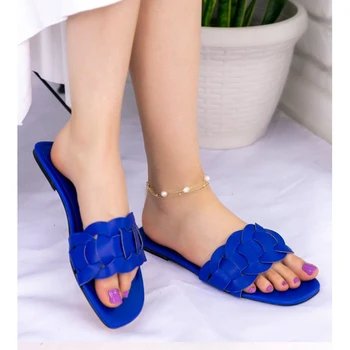 

Anto Navy Blue Skin Slippers. Shoe, boot, sandalwood, sneaker, heel, slipper, van, chaussure, money, platform, espadrilles, sandles, air