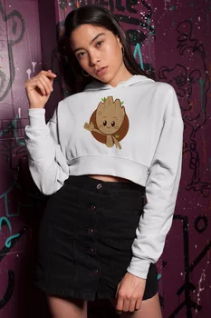 

Angemiel Wear Cute Groot White Short Hooded Sweatshirt