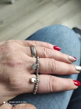 Anillo elástico con colgante redondo de corazón de Metal para mujer y niña, anillos de plata de Color de cuenta, joyería sencilla para dedos