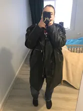 Jacket Coat Oversized Nerazzurri Long-Sleeve Drop-Shoulder Black Plus-Size Womens Zipper