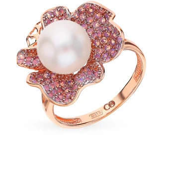

Gold ring with cubic zirconia and pearls sunlight sample 585