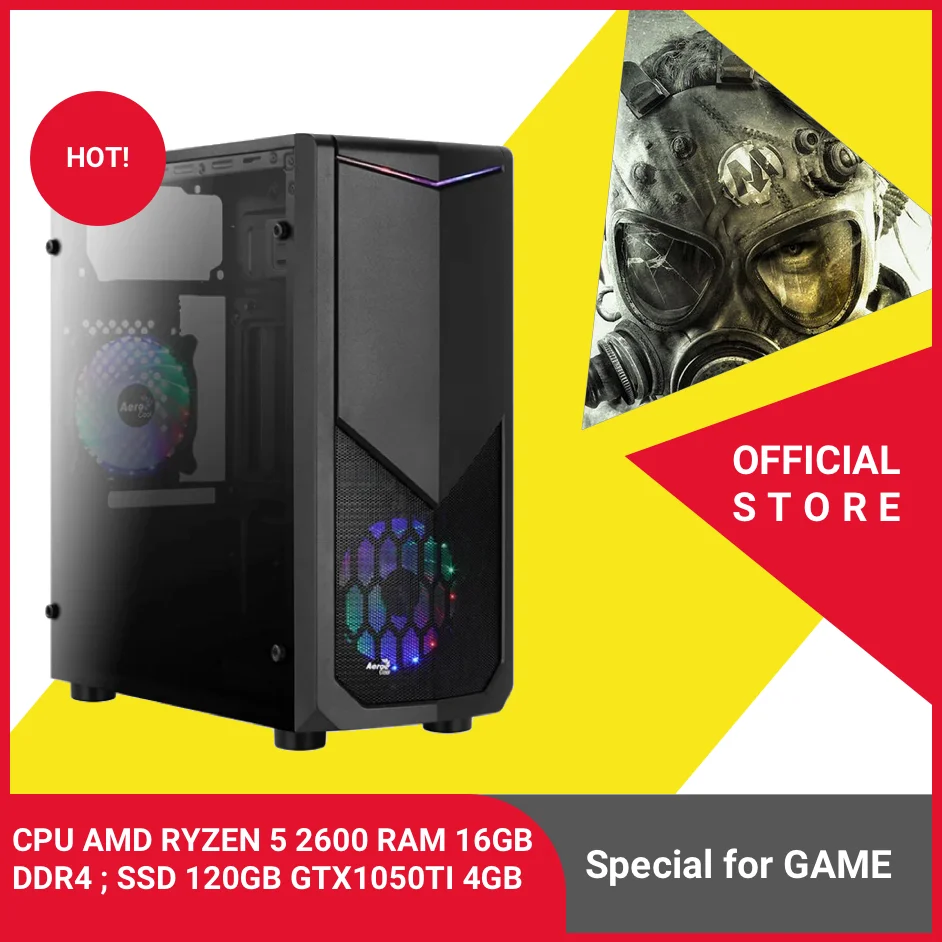 Game Computer Pc Six Core Ryzen 5 2600 Ram Ddr4 16gb 1gb Ssd Gtx 1050ti 4gb Desktops Aliexpress