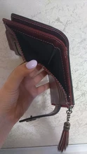 Cartera pequeña de cuero con cera de aceite para mujer, billetera pequeña de alta calidad con cremallera y broche, tarjetero