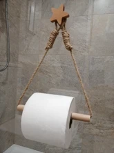 Soporte de almacenamiento de papel higiénico para cocina y baño, estante de almacenamiento con ventosa, montado en la pared, movible, cuerda colgante Vintage