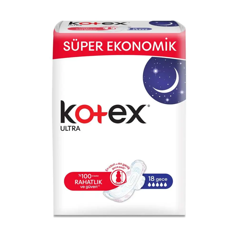 Kotex Night 18 шт., пять наборов, 90 шт., пять коробок, 27,90, простая в использовании, хлопок