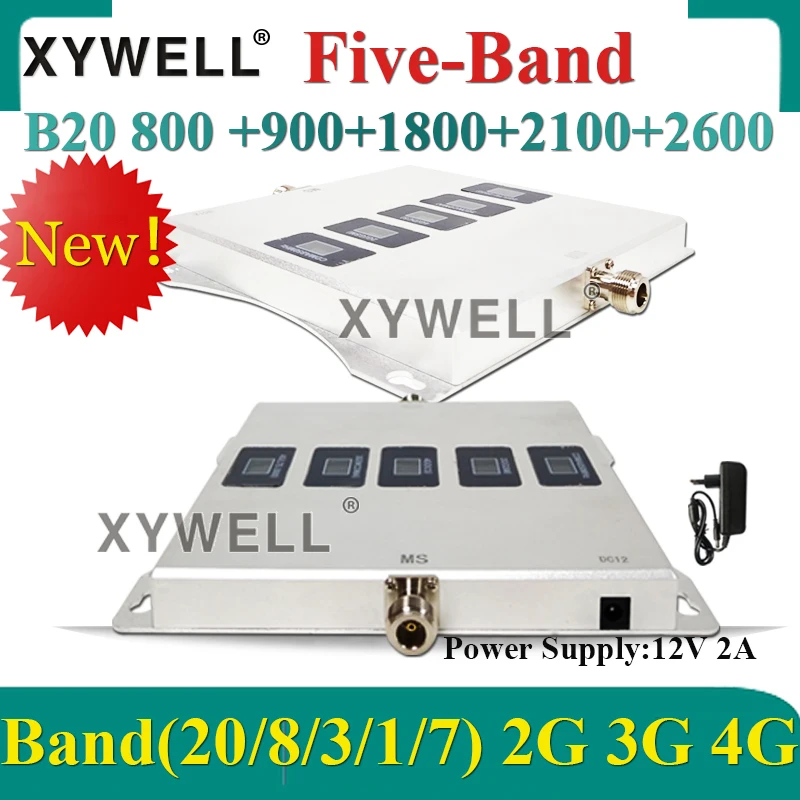 B20 800 900 1800 2100 2600 Five-Band GSM Repeater