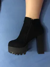 Botines con cremallera lateral para mujer, botas cómodas con hebilla de plataforma, tacón alto grueso de 12Cm, novedad de 2020