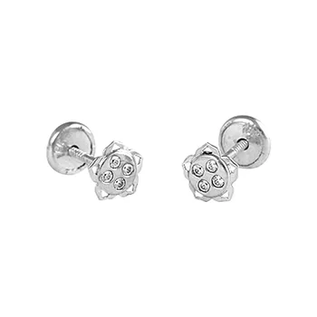 

Earrings 18k White Gold model Ironmongery (8 Rhinestone 0,80mm.) Measurement: 5mm.