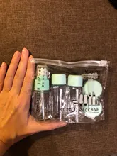 Mini botes de plástico para cosméticos, mini botellas de plástico para uso de crema cosmética para rostro, juego de 7 unidades, envases vacíos de plástico transparentes, kit de viaje
