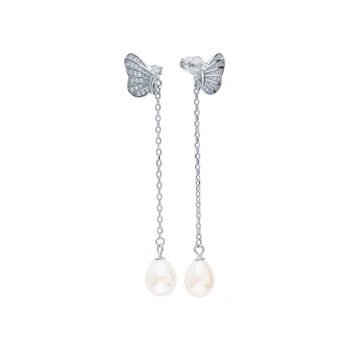 

Silver earrings with cubic zirconia and pearls cultured sunlight sample 925