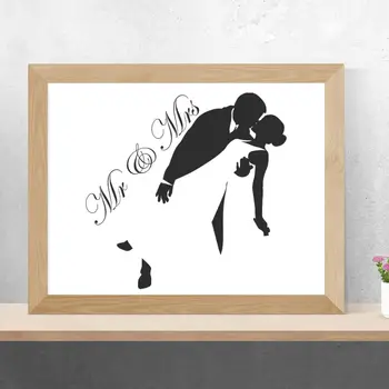 

Mr And Mrs Kissing Couple Wall Sticker Decal Wedding Sticker Home Bedroom Wall Art Decoration A00573