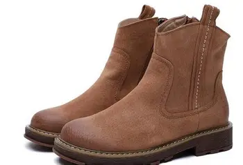 

YEELOCA New Genuine m002 Leather Chelsea Boots for Women Short Plush VE078