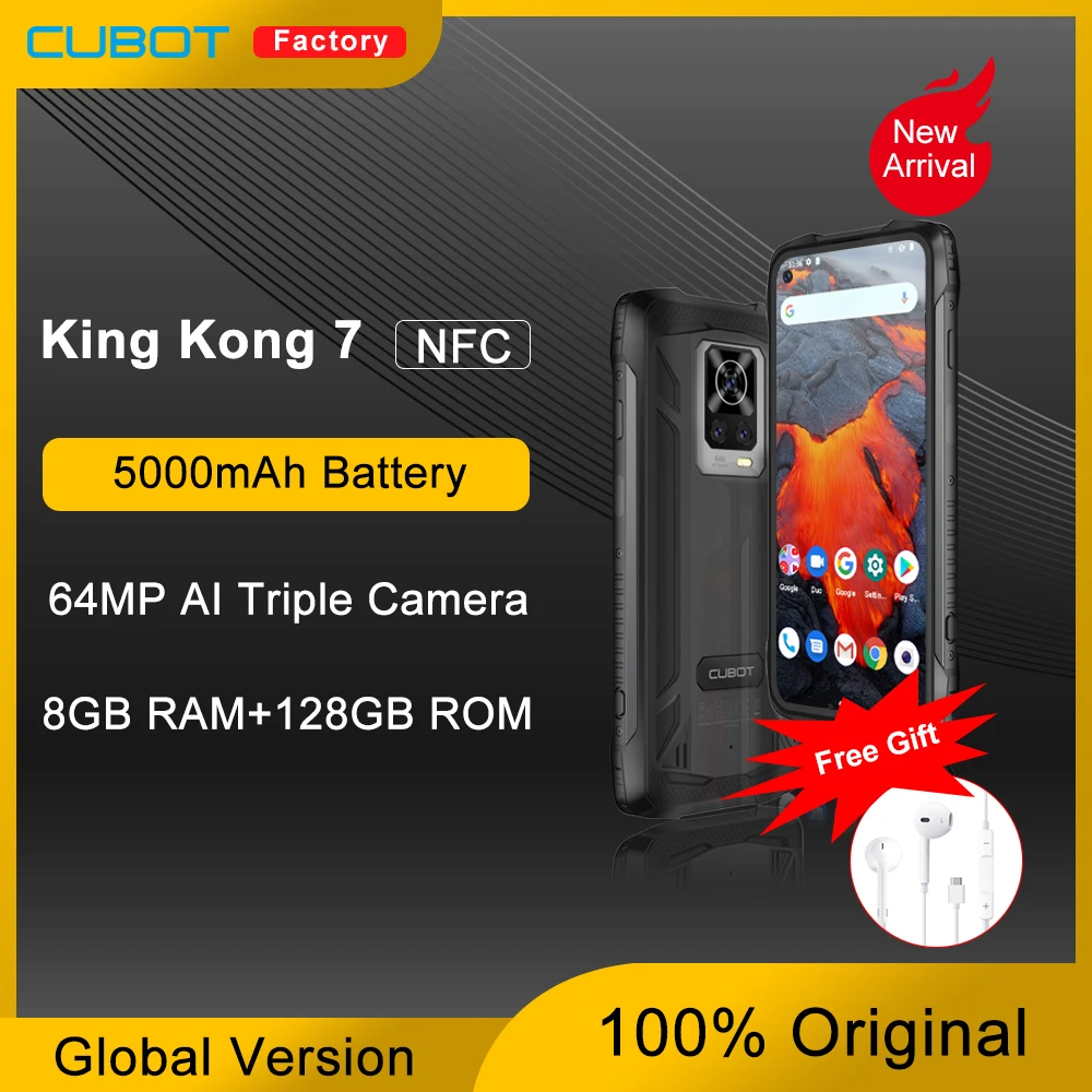 New Cubot KingKong 7 Rugged Smartphone IP68 &amp IP69K Waterproof 5000mAh 6.36&quot FHD+ 64MP AI Triple Camera 8GB+128GB NFC Android 11 |