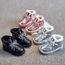 

Girls Shoes Snow Boots Winter New Style Plus Velvet Thickening Children's Cotton Boots Cute Rhinestone Bow Ankle Boots