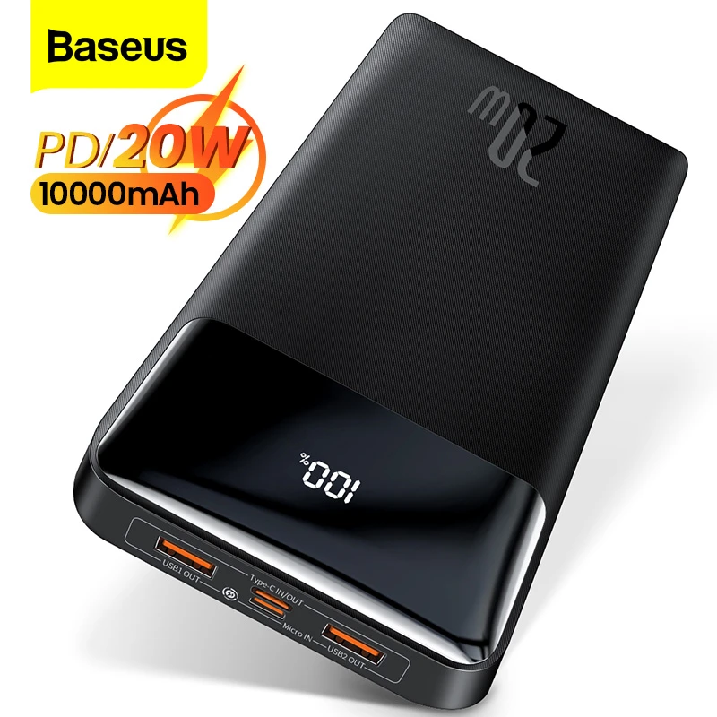 Baseus PD 20W Power Bank 10000mAh Portable Charger External Battery 10000 Fast Charging Powerbank For iPhone Xiaomi mi Poverbank power bank 5000mah